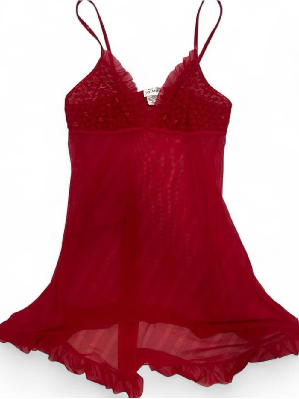Arianne Red Lace & Sheer Chemise